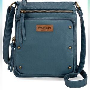 Wrangler Blue Crossbody Bag with Adjustable Strap and Minimalist Design
